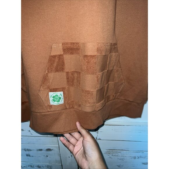 Vans Beauty Tan Flower Checkerboard Pullover Hoodie Terry Women's Size XS - Picture 5 of 11